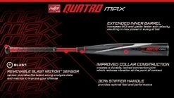 2022 Rawlings Quatro PRO MAX BBCOR Baseball Bat -Accessories Sales Store 41MoE1jupaL