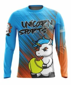 Blue And Orange Unicorn Softball Long Sleeve